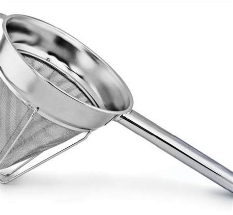 8 Inch Stainless Steel Reinforced Extra Fine Mesh Bouillon Strainer With Hollow Handle Jfinefoods