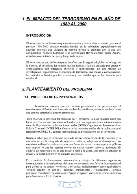 Trabajo DE CCSS No Hay Descripcion 1 EL IMPACTO DEL TERRORISMO EN