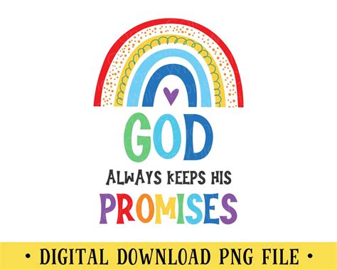 God Always Keeps His Promises, PNG File, Rainbow, Kids Scripture Art ...