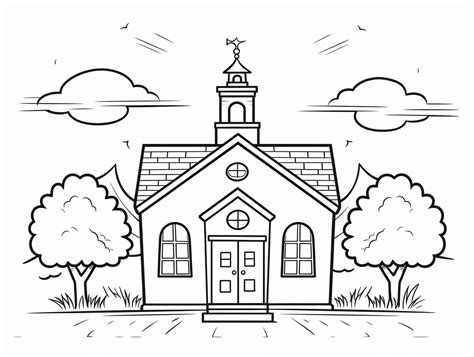 Traditional Schoolhouse Coloring Page Coloring Page