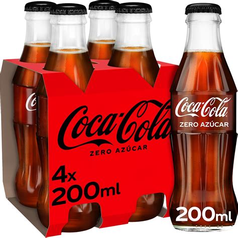 Azúcar refresco de cola pack 4 botellas 20 cl envase de vidrio COCA