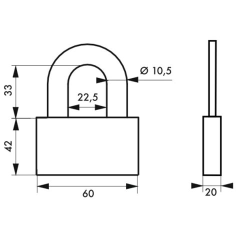 Cadenas à clé en acier nickelé satin QUADRA avec 4 clés réversibles