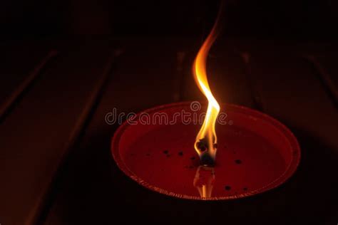 Candle Flame Close Up on Dark Background, Interesting Flame Figure ...