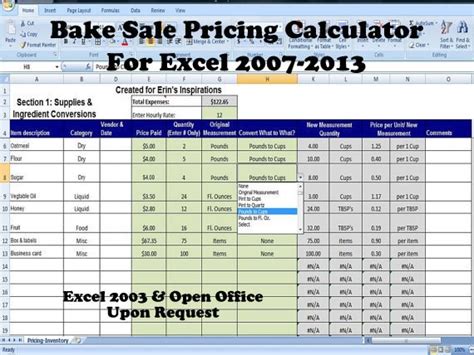 Bake Sale Pricing Calculator With Kitchen Conversions How To