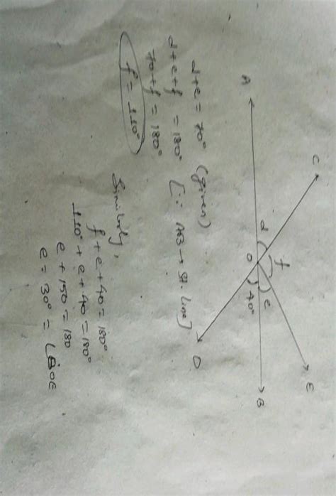 In The Given Figure Lines Ab And Cd Intersect At O If Aoc Boe 70