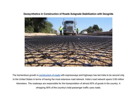 Geosynthetics In Construction Of Roads Subgrade Stabilization With