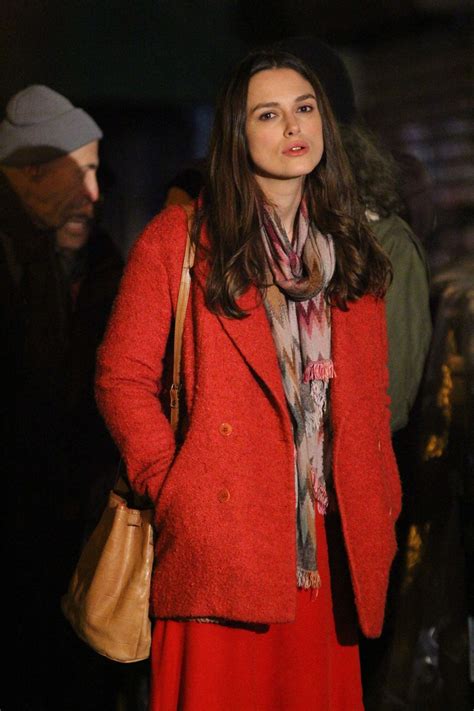 Keira Knightley in Red Coat Filming Collateral Beauty -15 | GotCeleb