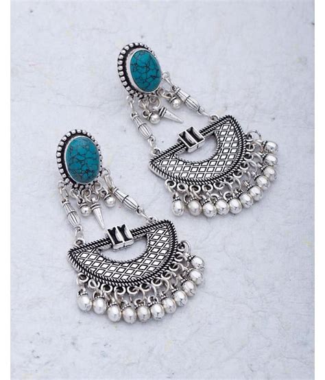 Voylla Half Moon Designer Pair Of Earrings Dropped With Ghungroo For