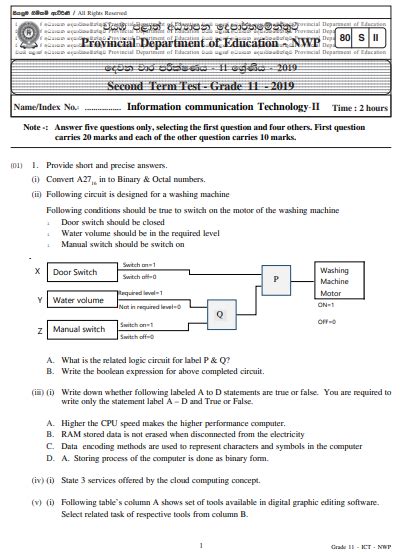 Grade 12 Ict Second Term Test Papers Image To U