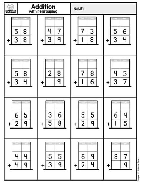 Addition Digits With Regrouping Worksheets