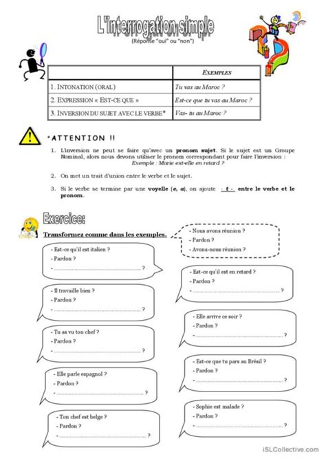 Interrogation Fran Ais Fle Fiches Pedagogiques Pdf Doc