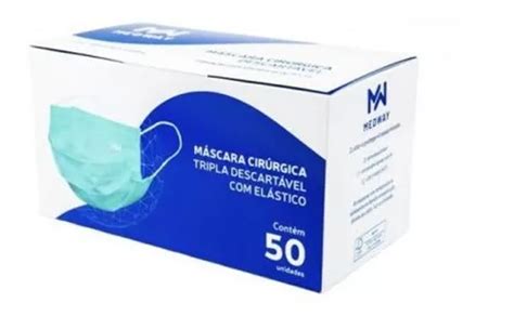 Máscara quirúrgica elástica desechable triple color azul Cx 50