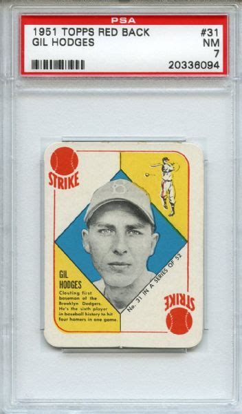 Lot Detail 1951 Topps Red Back 31 Gil Hodges PSA NM 7