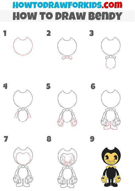 how to draw bendy step by step | Drawings, Doodle drawings, Basic drawing