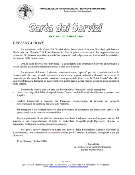 Carta Dei Servizi