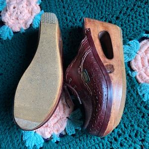 S Vintage Qualicraft Casualets Wood Leather Chunky Etsy