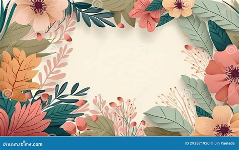 Floral Background With Hand Drawn Flowers And Leaves Vector