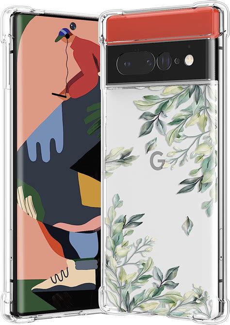 Raleavo Floral Case For Google Pixel Pro Clear Leaves Case Slim Cute