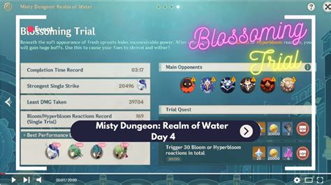 Misty Dungeon Realm Of Water Day 4 Blossoming Trial New Genshin