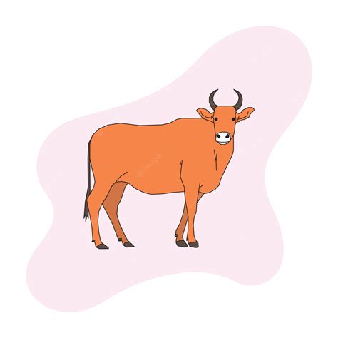 Premium Vector | A cow with horns and brown