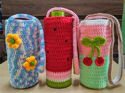 Water Bottle Holder Crochet Sarung Botol Air Kait Handmade Hobbies