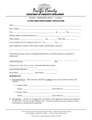 Fillable Online Employment Application For Loco Ropesozark Folk Fax