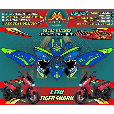 Jual Stiker Yamaha Lexi Decal Motor Lexi Sticker Lexi Motif Tiger Shark