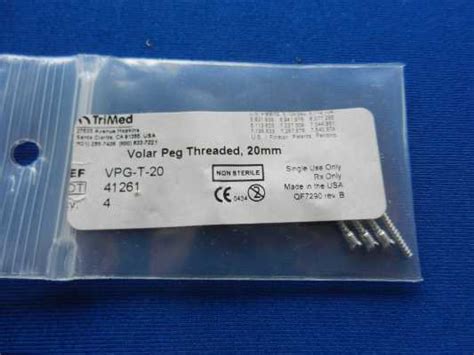 Trimed Volar Peg Threaded 20mm Qty 4 Ref Vpg T 20 Ringle Medical