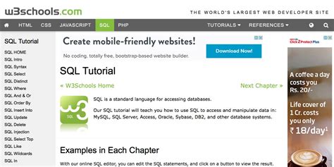 Sql Tutorial W3schools Mysql Sql Server Ms Access Oracle Sybase