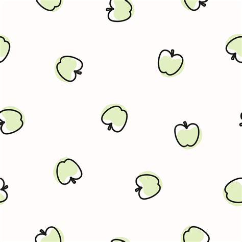 Premium Vector Seamless Pattern With Green Hand Drawn Apples