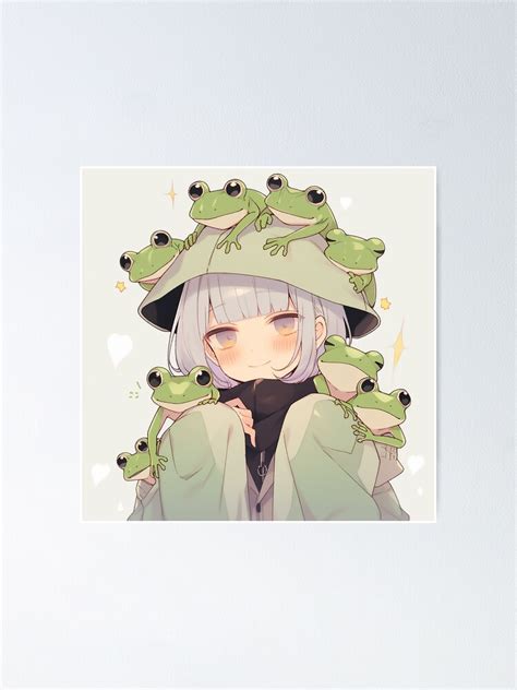 "Cute Grey Hair Anime Frog Girl" Poster for Sale by PatternzPro | Redbubble