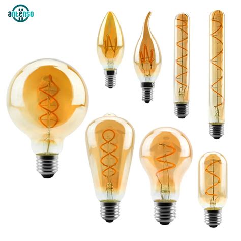 Retro Edison LED Ar Wka Z Arnikiem Spiralna E27 E14 Lampa 220V 4W A60