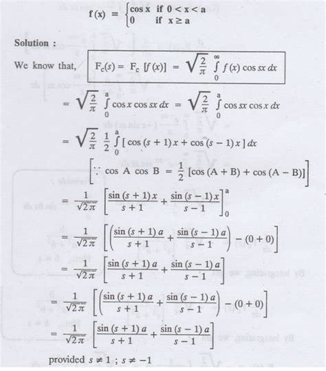 Fourier Sine And Cosine Transforms Examples