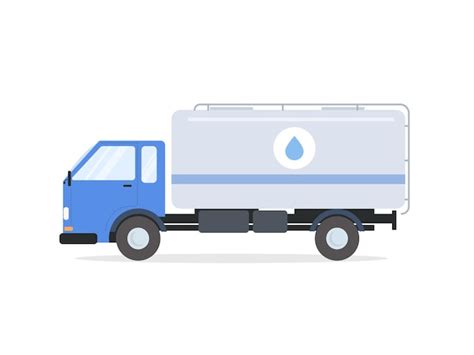 Camion Bleu Avec Un R Servoir Pour Le Transport De L Eau Vecteur Premium