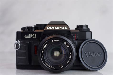 Olympus Om Pc 35mm Film Camera With Vivitar 28mm F28 Fast Prime Lens