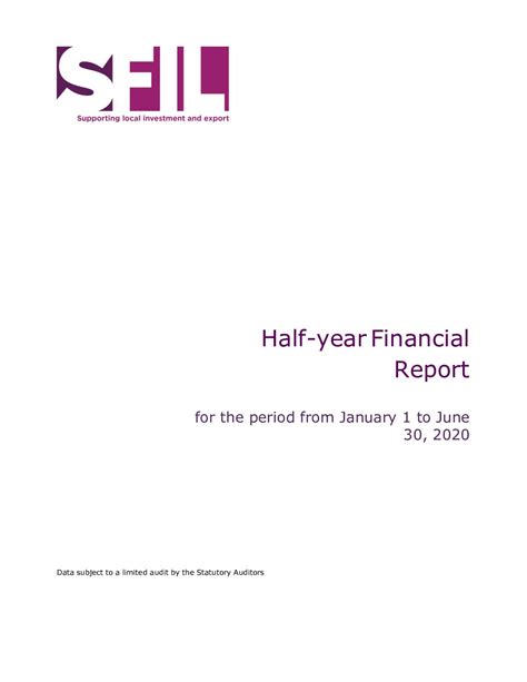 Half Year Financial Report 2020 Sfil En