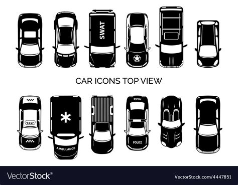 Car Icons Top View Royalty Free Vector Image Vectorstock