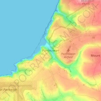 Porthtowan topographic map, elevation, terrain