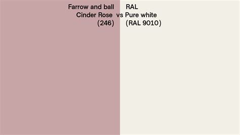 Farrow And Ball Cinder Rose 246 Vs RAL Pure White RAL 9010 Side By