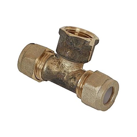 Brasshards 15c X 15c X 15fi Brass Female Centre Compression Tee