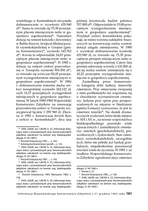 Informacja Wkz Z 31 12 1983 O Stanie Zabytków Sakralnych Na Terenie Woj Bialskopodlaskiego Cz