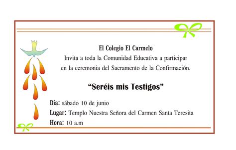 Colegio el Carmelo on Twitter Invitación a la ceremonia del