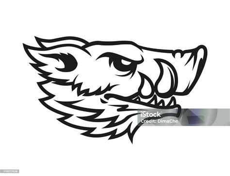 Boar Head Outline Silhouette Cut Out Vector Icon Stock Illustration