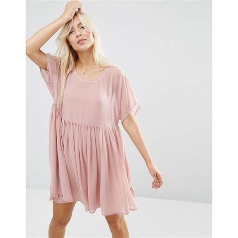 Asos Smock Dress 38 Liked On Polyvore Featuring Dresses Pink Asos