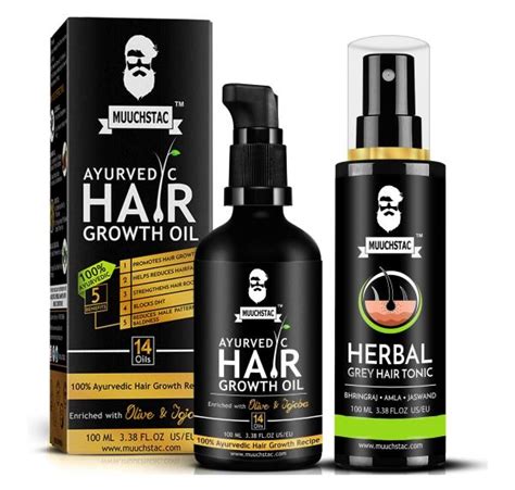 Muuchstac Ayurvedic Hair Growth Oil 100 Ml With Herbal Grey Hair Tonic 100 Ml Jiomart