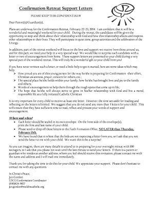 Fillable Online Confirmation Retreat Support Letters Fax Email Print