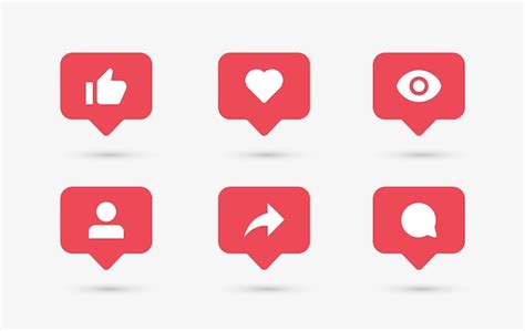 Premium Vector Like Heart Share Comment And Dislike Flat Icons