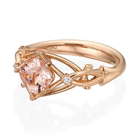 Morganite Engagement Ring Cushion Engagement Ring Rose Gold Etsy