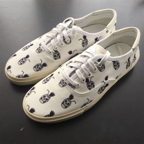 Saint Laurent Paris Pineapple Skulls Skate White Sneakers Grailed