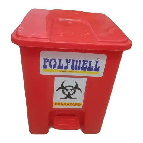 Pvc Red Polywell Bio Hazard Pedal Dustbin For Home Capacity Litre